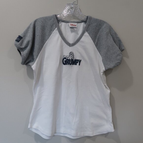 Vintage Disney Shirt Womens L GRUMPY Embroidered 90s Reglan Y2K Disney World - Picture 1 of 7